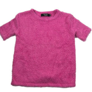 Paper Heart Pink Fluffy Short Sleeved fitted Sweater